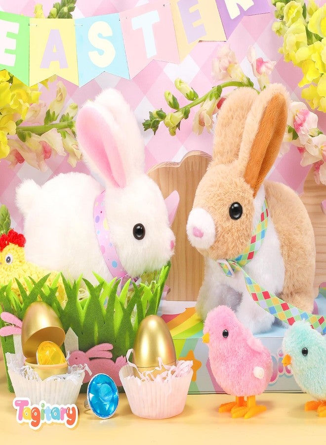 Tagitary Plush Easter Bunny Toys for Kids,Hopping Interactive Rabbit with Leash,Golden Egg,and Wind Up Toys,That Making Sounds,Wiggling Ears,Twitching Nose,Easter Basket Stuffers Gift for Toddlers - Image 3